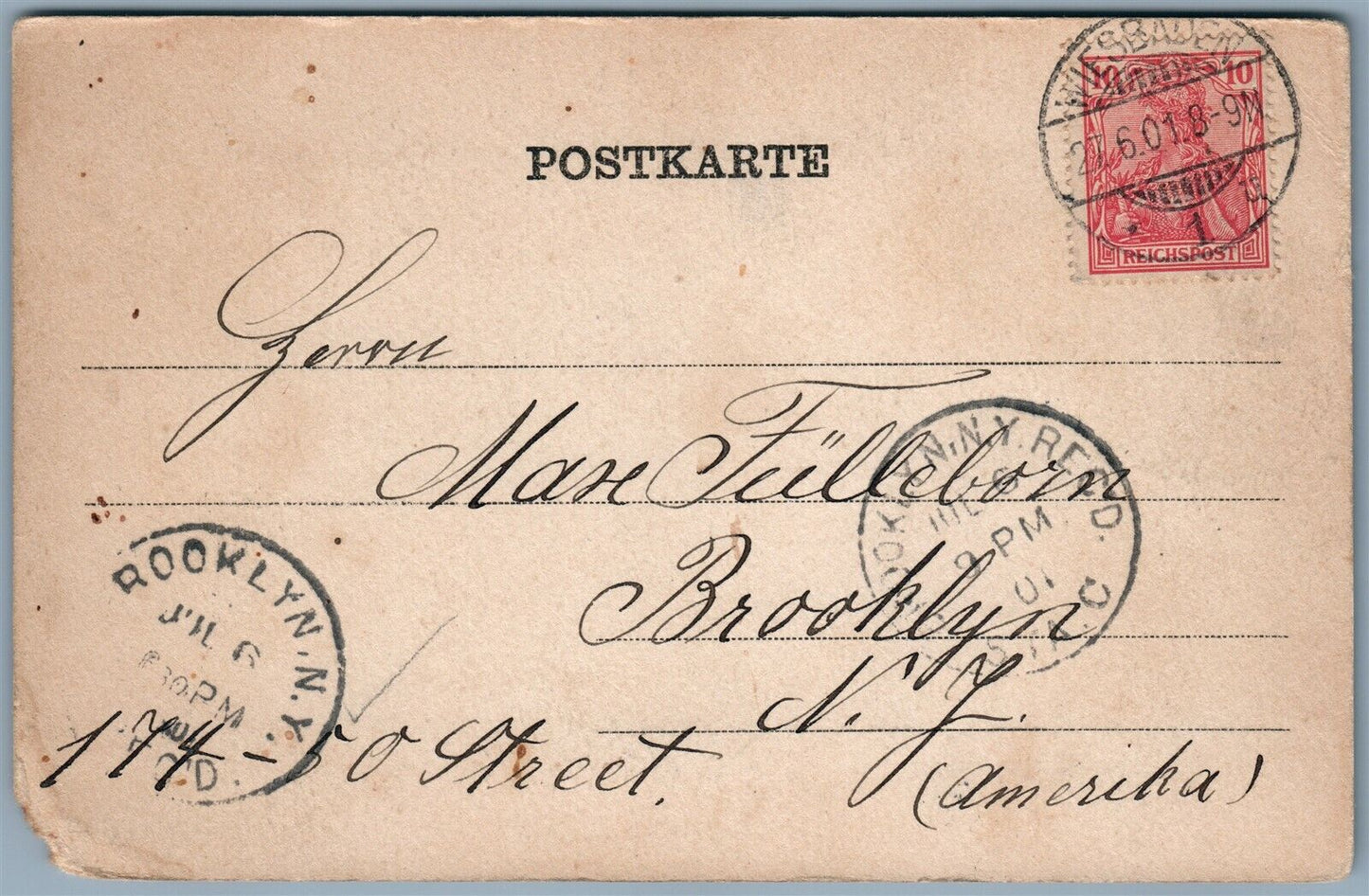 GRUSS AUS WIESBADEN GERMANY 1901 ANTIQUE POSTCARD