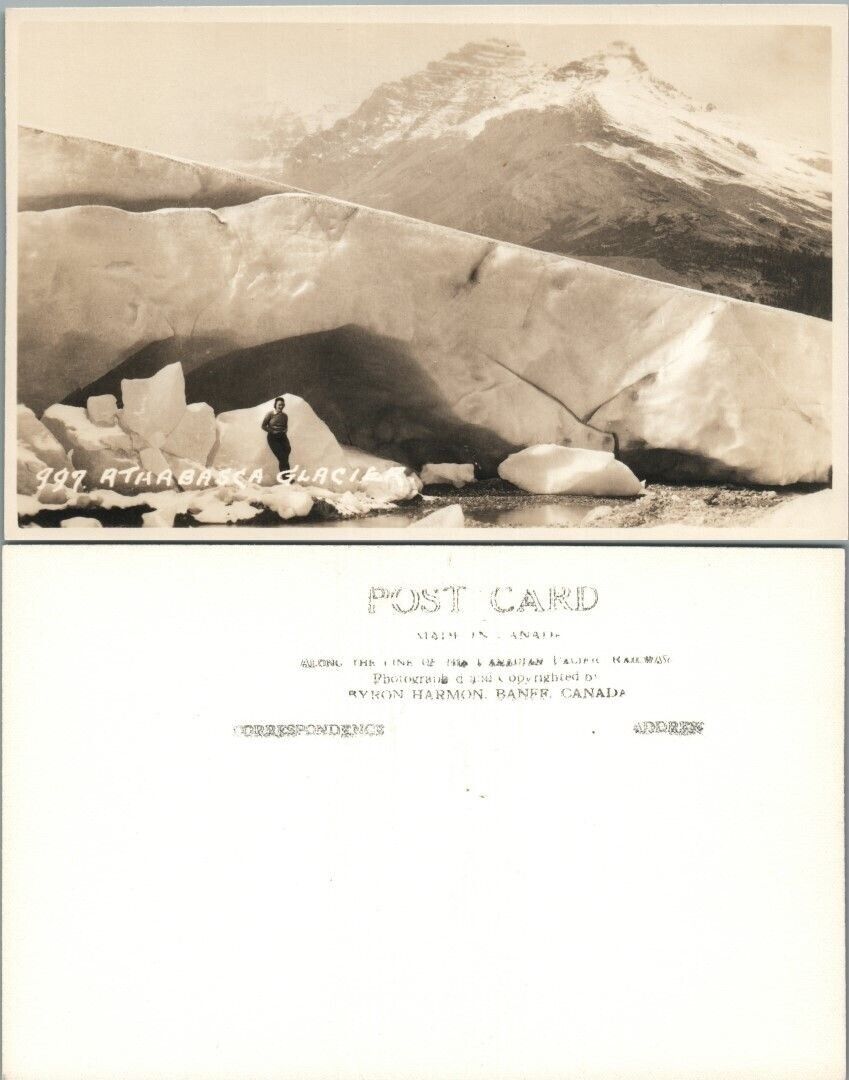 RPPC VINTAGE REAL PHOTO POSTCARD - ATHABASCA GLACIER COLUMBIA ICEFIELD CANADA