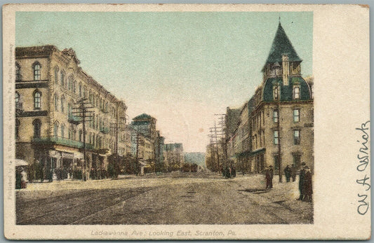 SCRANTON PA LACKAWANNA AVENUE ANTIQUE POSTCARD