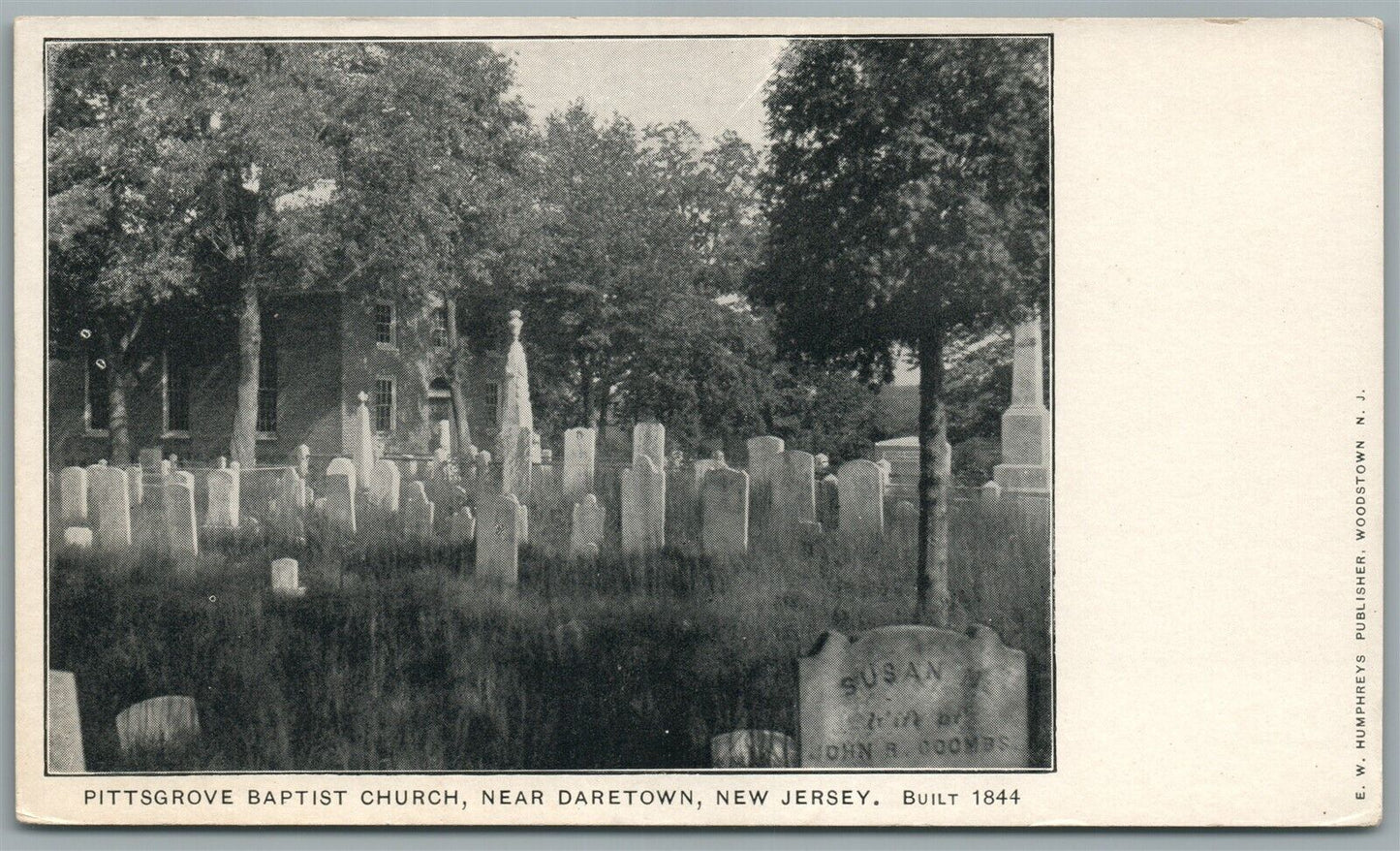 DARETOWN NJ PITTSGROVE BAPTIST CHURCH & CEMETERY ANTIQUE POSTCARD