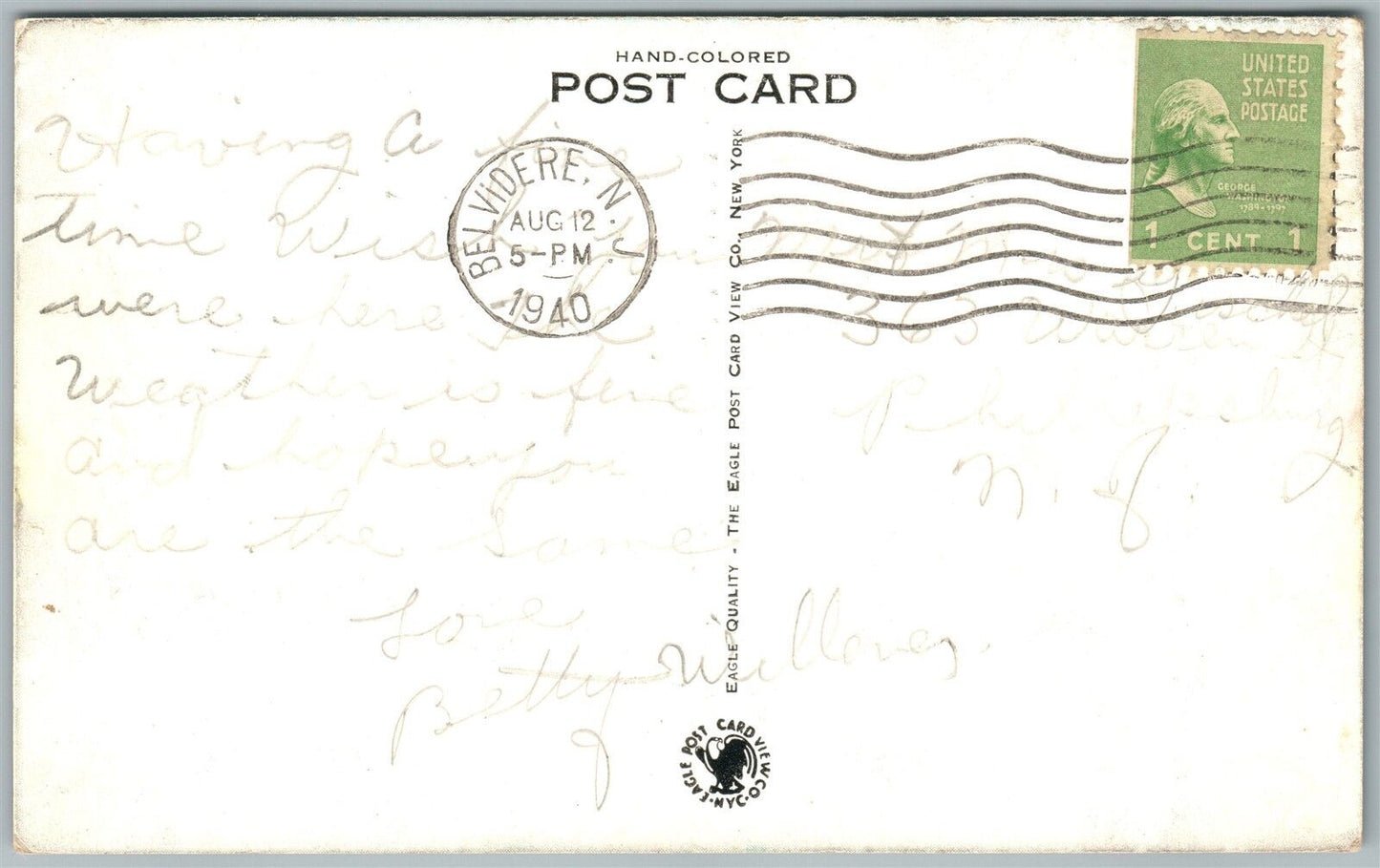 BELVIDERE NJ MOUNTAIL LAKE 1940 VINTAGE POSTCARD