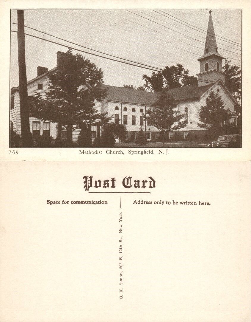 SPRINGFIELD N.J. METHODIST CHURCH ANTIQUE POSTCARD