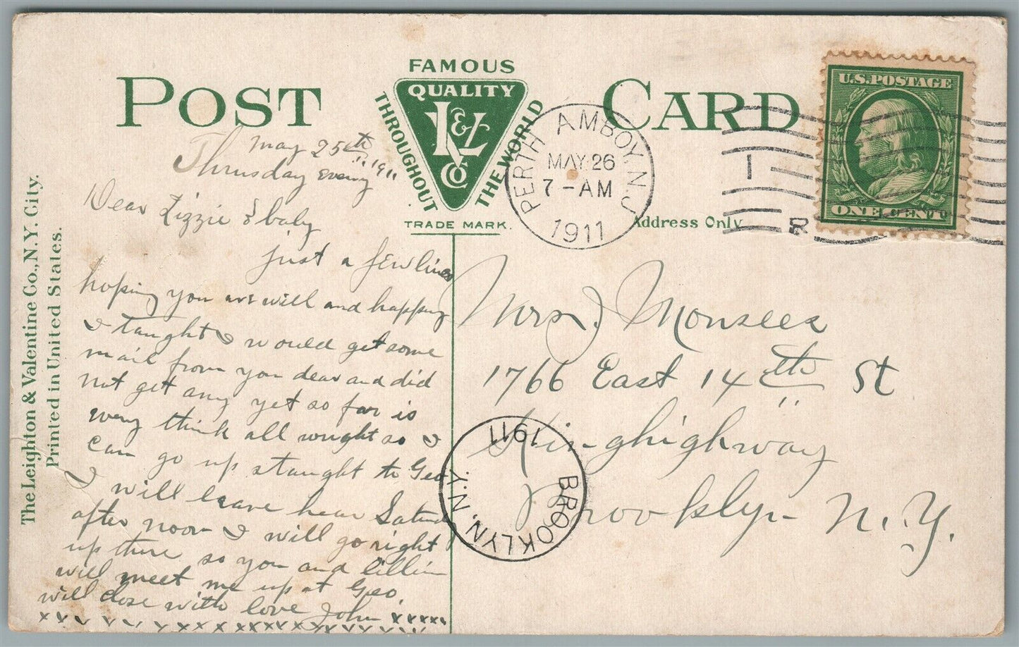 PERTH AMBOY NJ SMITH STREET ANTIQUE POSTCARD