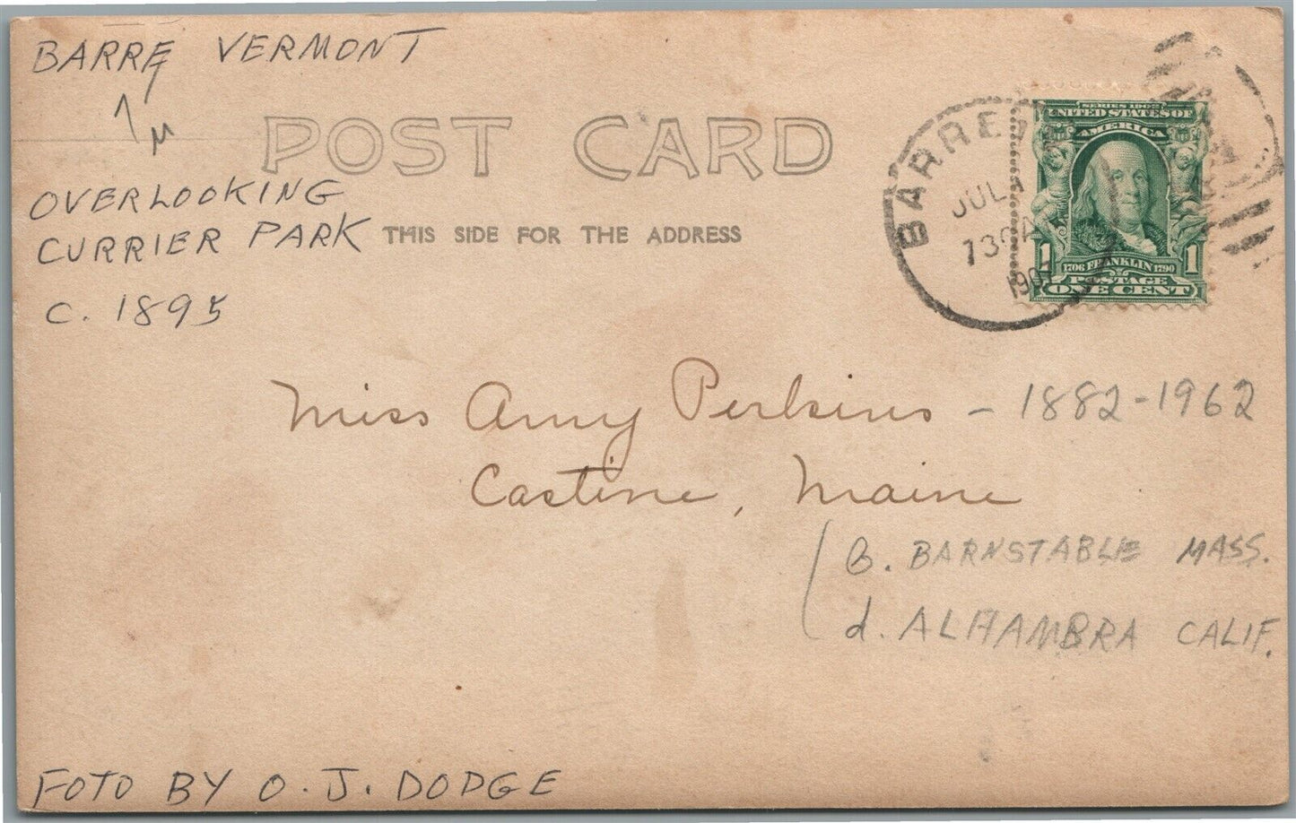 BARRE VT HIGHLAND AVENUE ANTIQUE REAL PHOTO POSTCARD RPPC