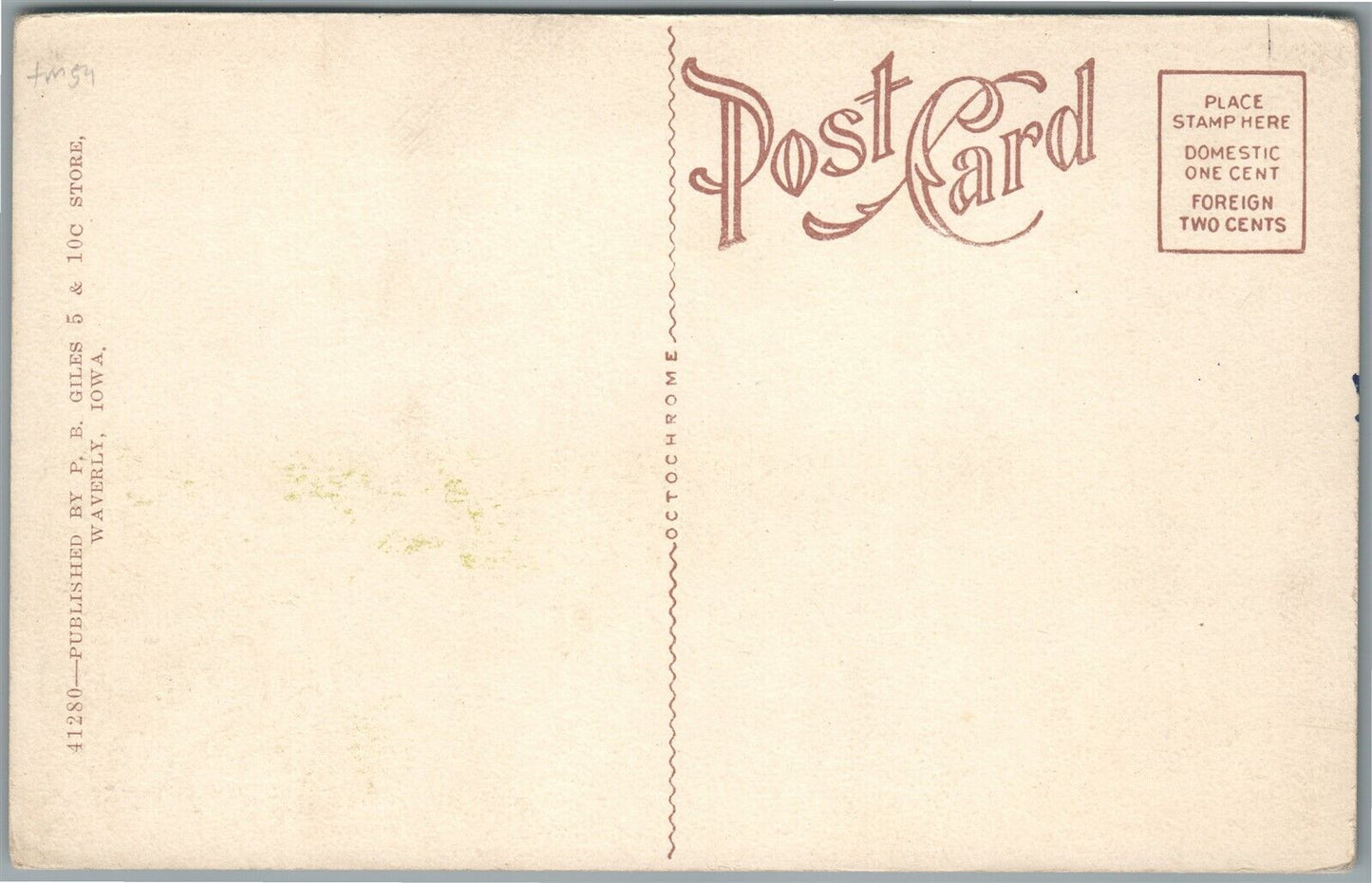 WAVERLY IA BIRDS EYE VIEW ANTIQUE POSTCARD