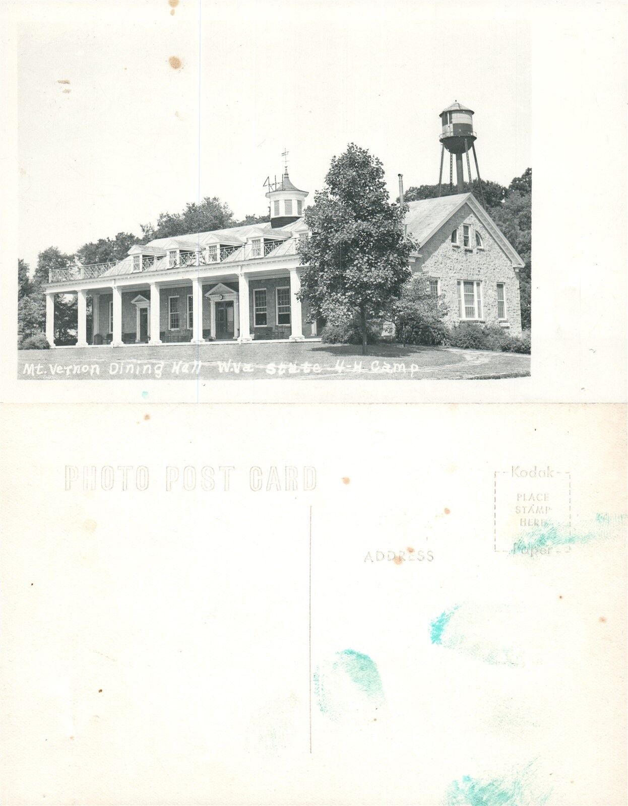 W.VA UNIVERSITY 4-H CAMP MT.VERNON DINING HALL ANTIQUE REAL PHOTO POSTCARD RPPC
