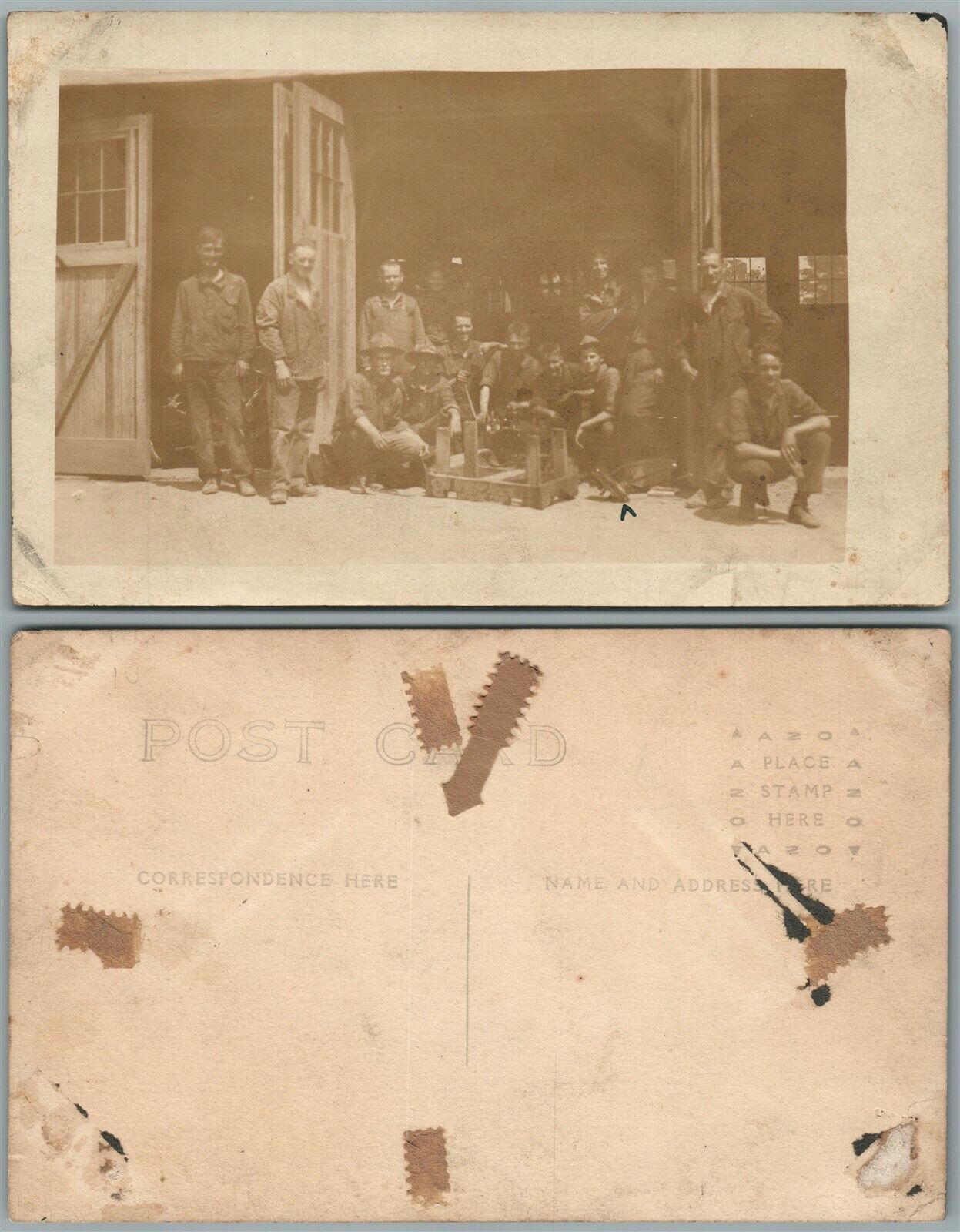 MILITARY GROUP ANTIQUE REAL PHOTO POSTCARD RPPC