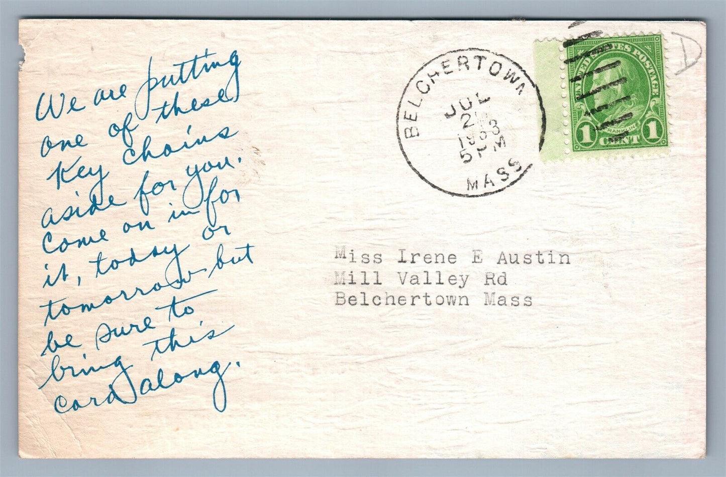 BELCHERTOWN MA SHELL AUTO SERVICE STATION ADVERTISING VINTAGE POSTCARD
