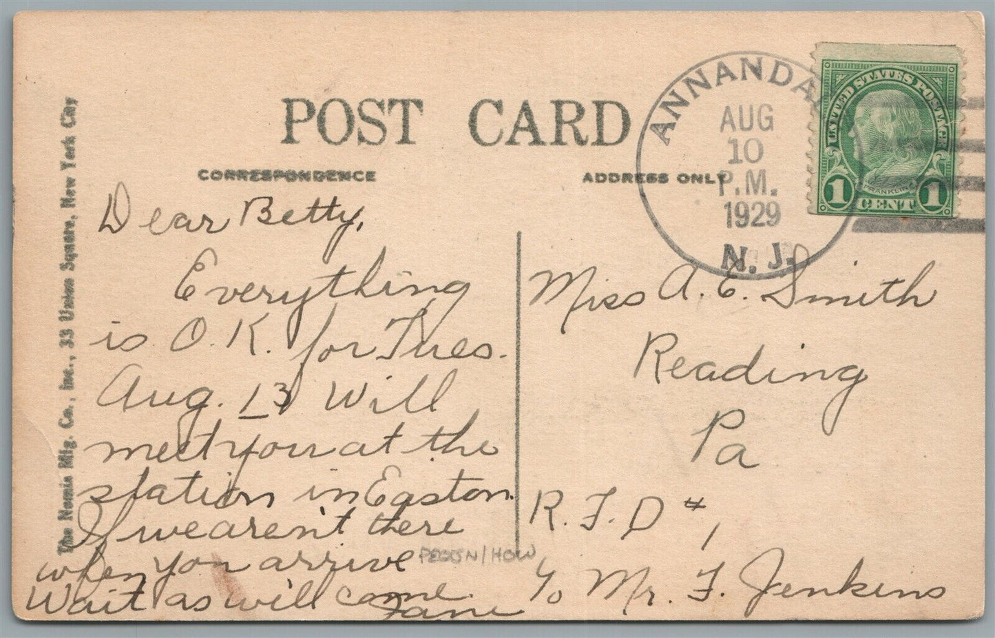 CLINTON NJ CENTER STREET HEIGHTS ANTIQUE POSTCARD