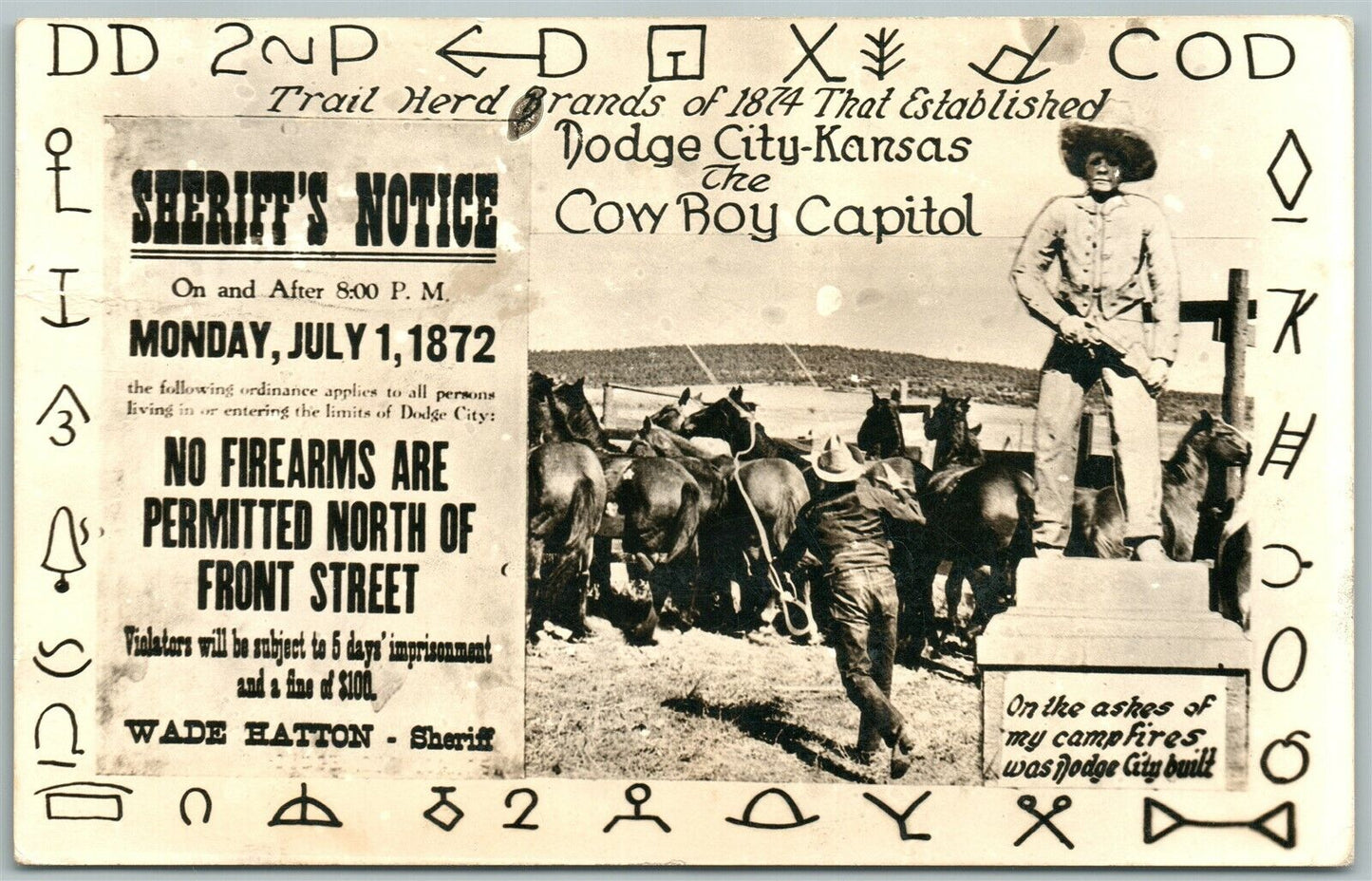 SHERIFF"S NOTICE DODGE CITY KS VINTAGE REAL PHOTO POSTCARD RPPC