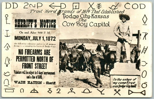 SHERIFF"S NOTICE DODGE CITY KS VINTAGE REAL PHOTO POSTCARD RPPC