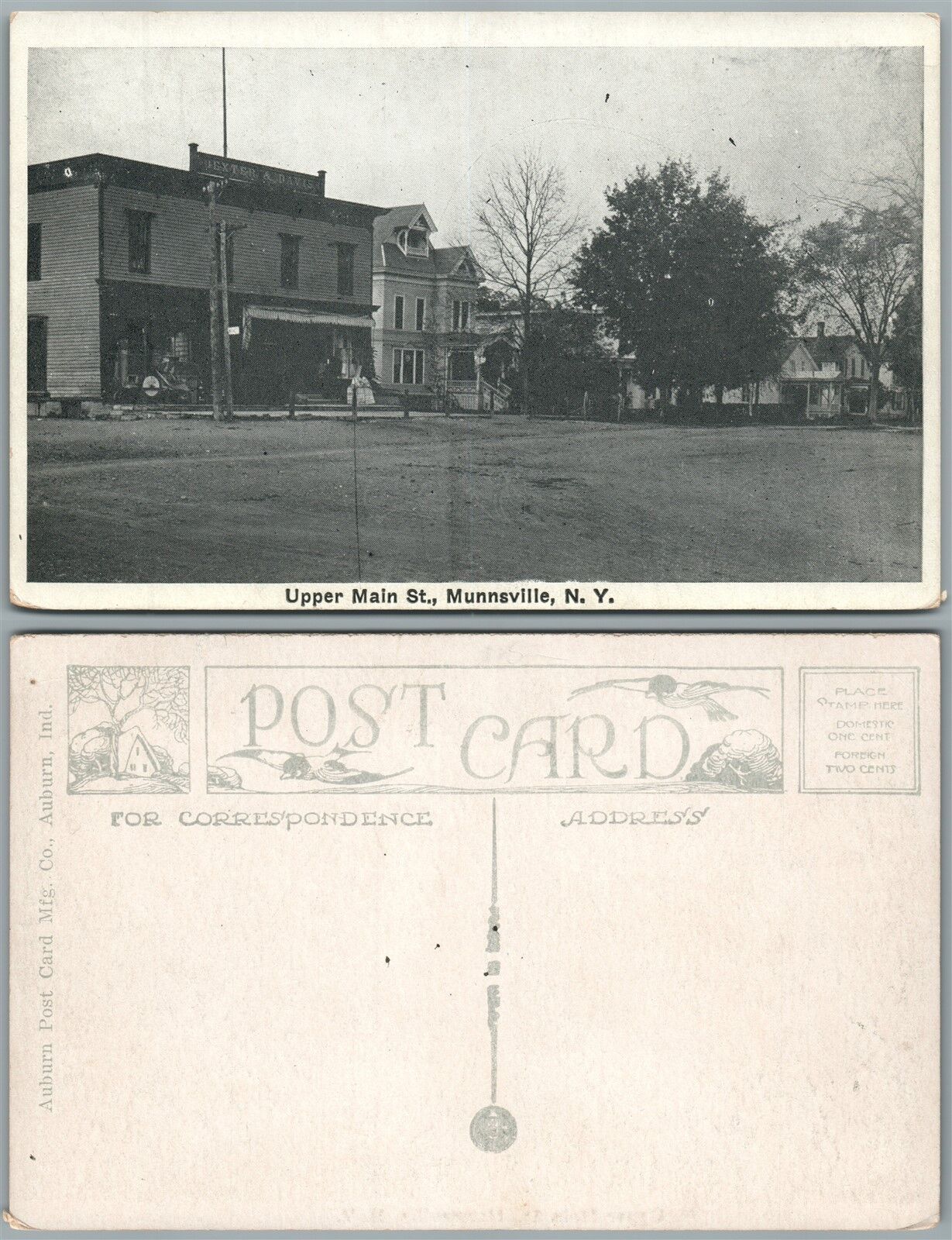 MINNSVILLE N.Y. UPPER MAIN STREET ANTIQUE POSTCARD
