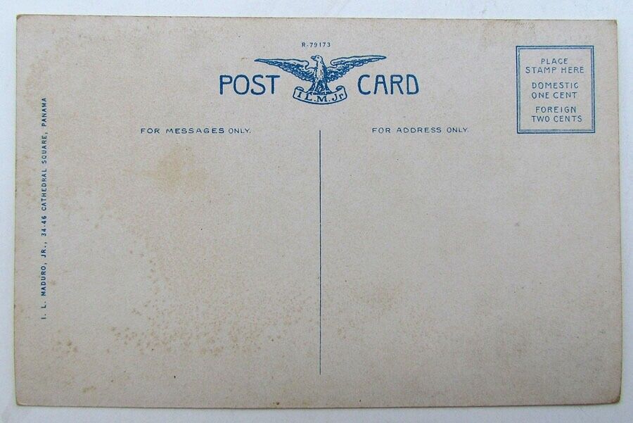 VINTAGE POSTCARD - ARMED MERCHANT VESSEL PASSING PEDRO MIGUEL LOCKS PANAMA CANAL