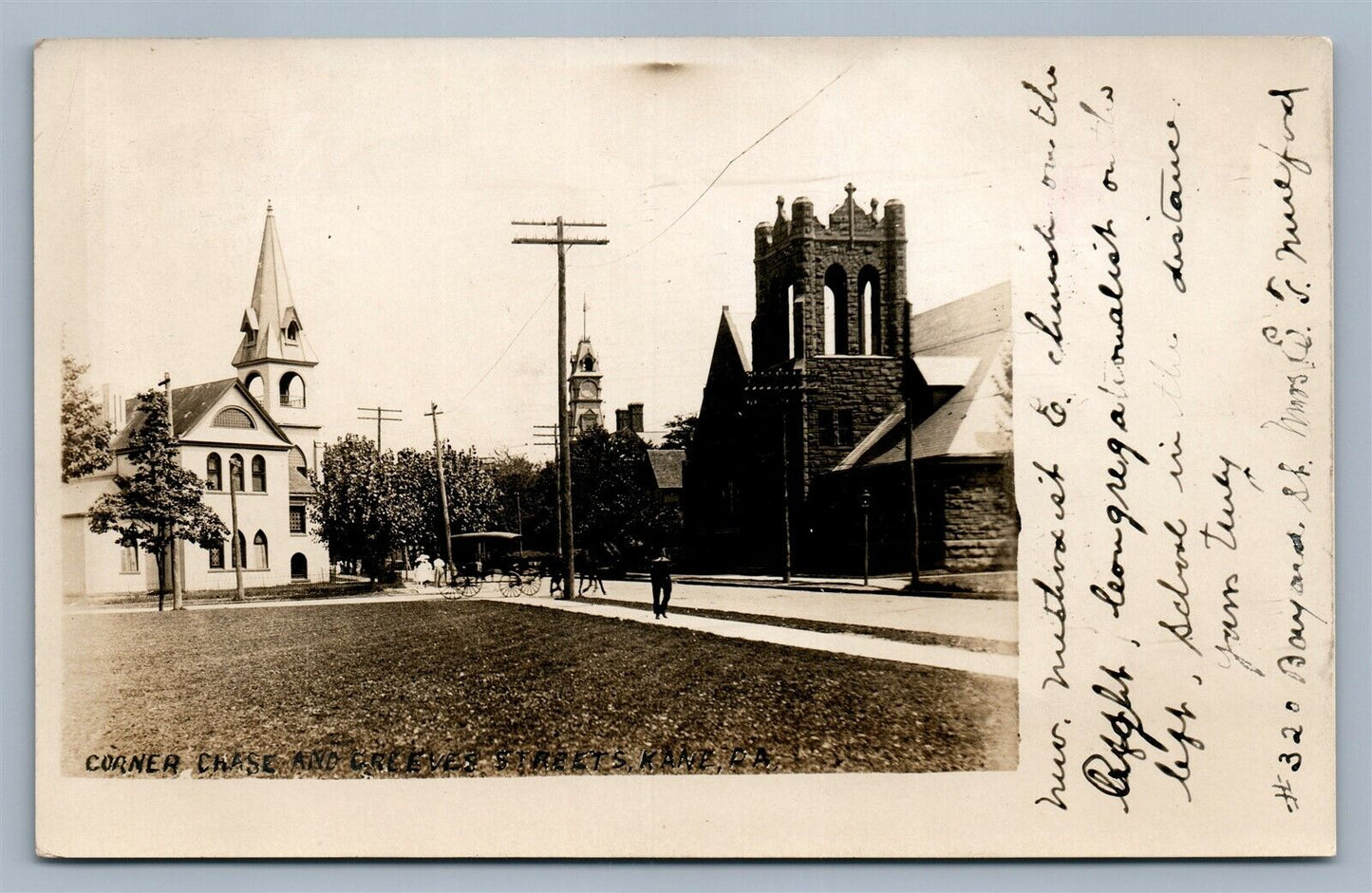 KANE PA CORNER CHASE & CREEVES STREETS ANTIQUE REAL PHOTO POSTCARD RPPC