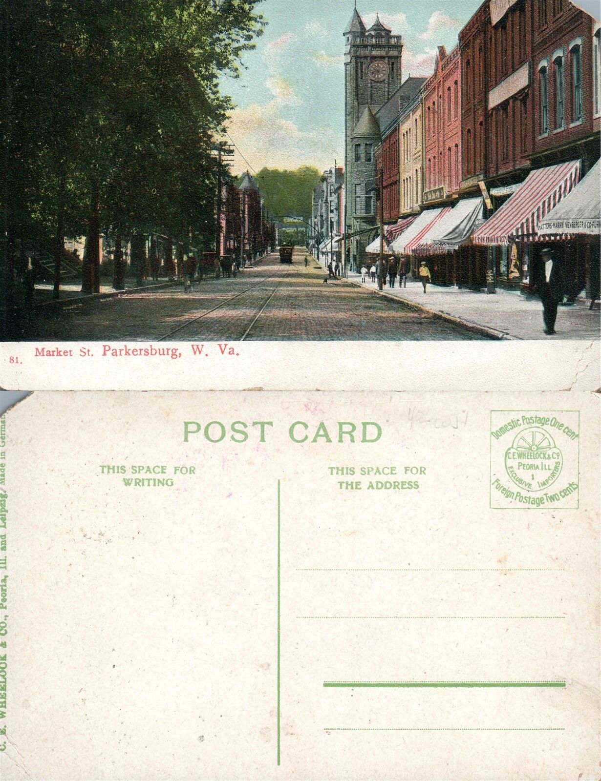PARKERSBURG W.VA MARKET STREET ANTIQUE POSTCARD