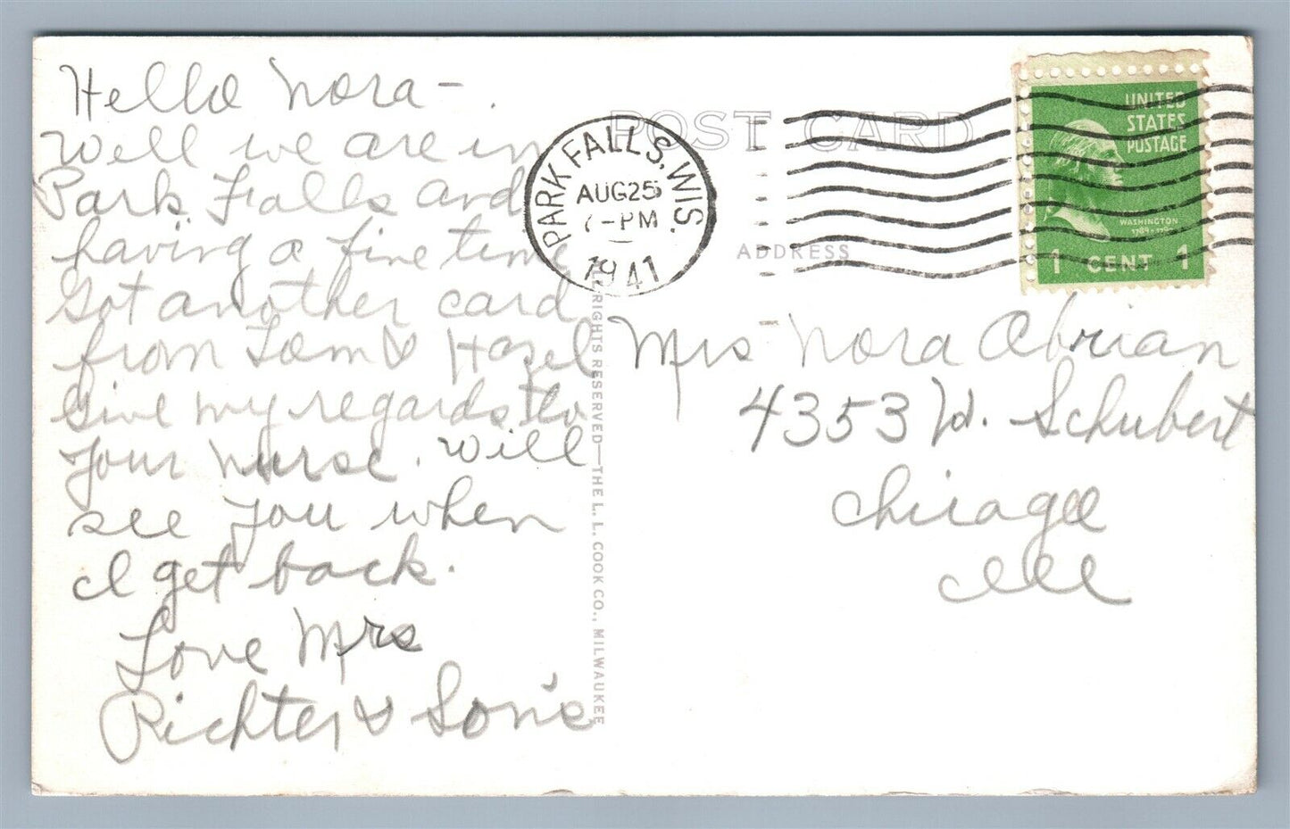 PARK FALLS WI POST OFFICE 1941 VINTAGE REAL PHOTO POSTCARD RPPC