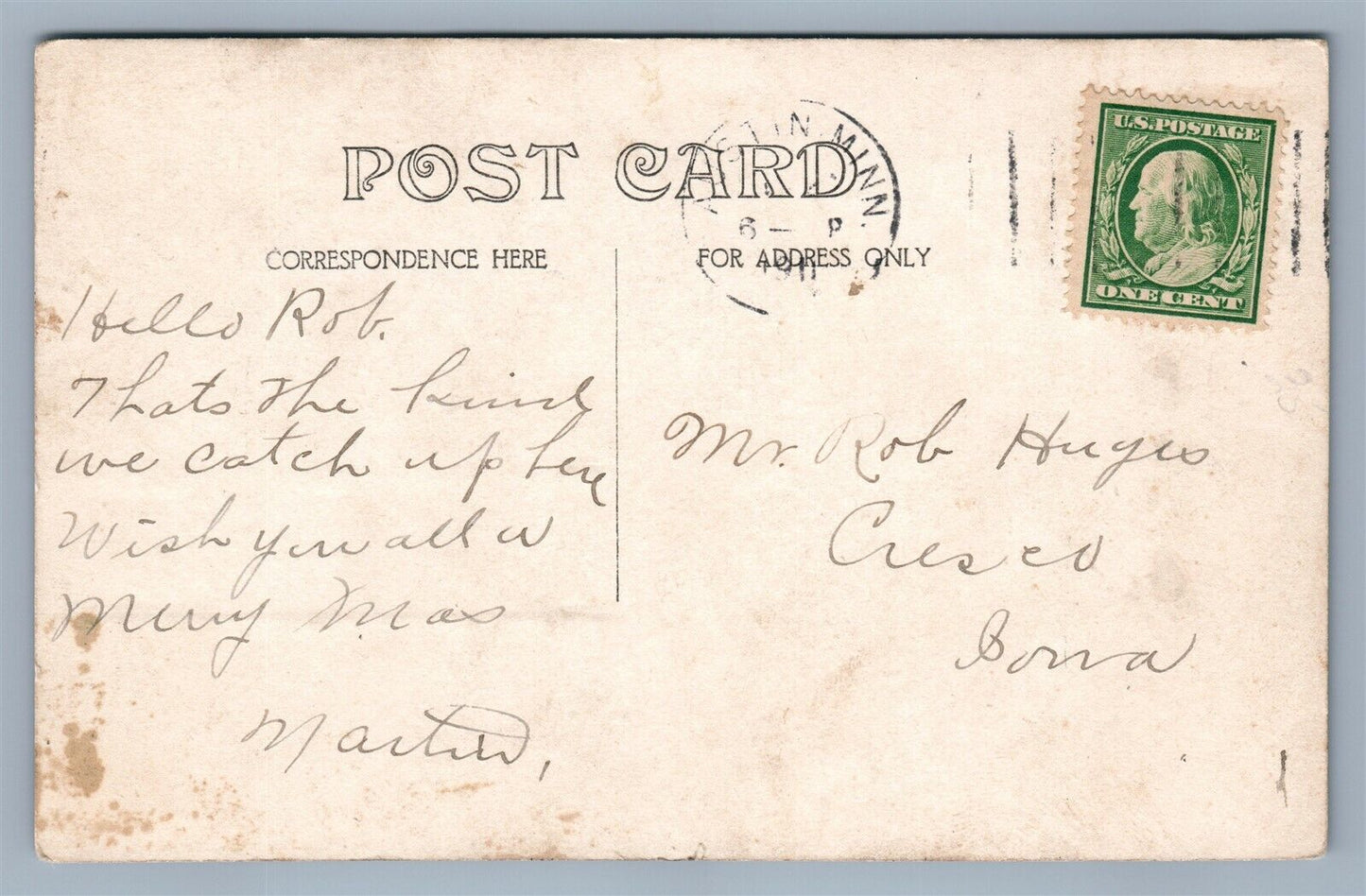 EXAGGERATED FISHING 1911 ANTIQUE REAL PHOTO POSTCARD RPPC