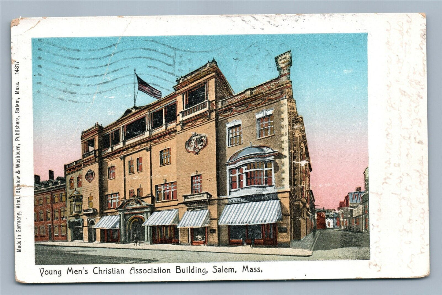 SALEM MA YOUNG MEN'S ASSOCIATION BUILDING ANTIQUE POSTCARD