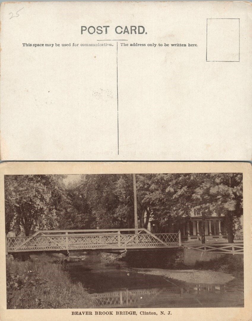 ANTIQUE POSTCARD BEAVER BROOK BRIDGE CLINTON N.J.