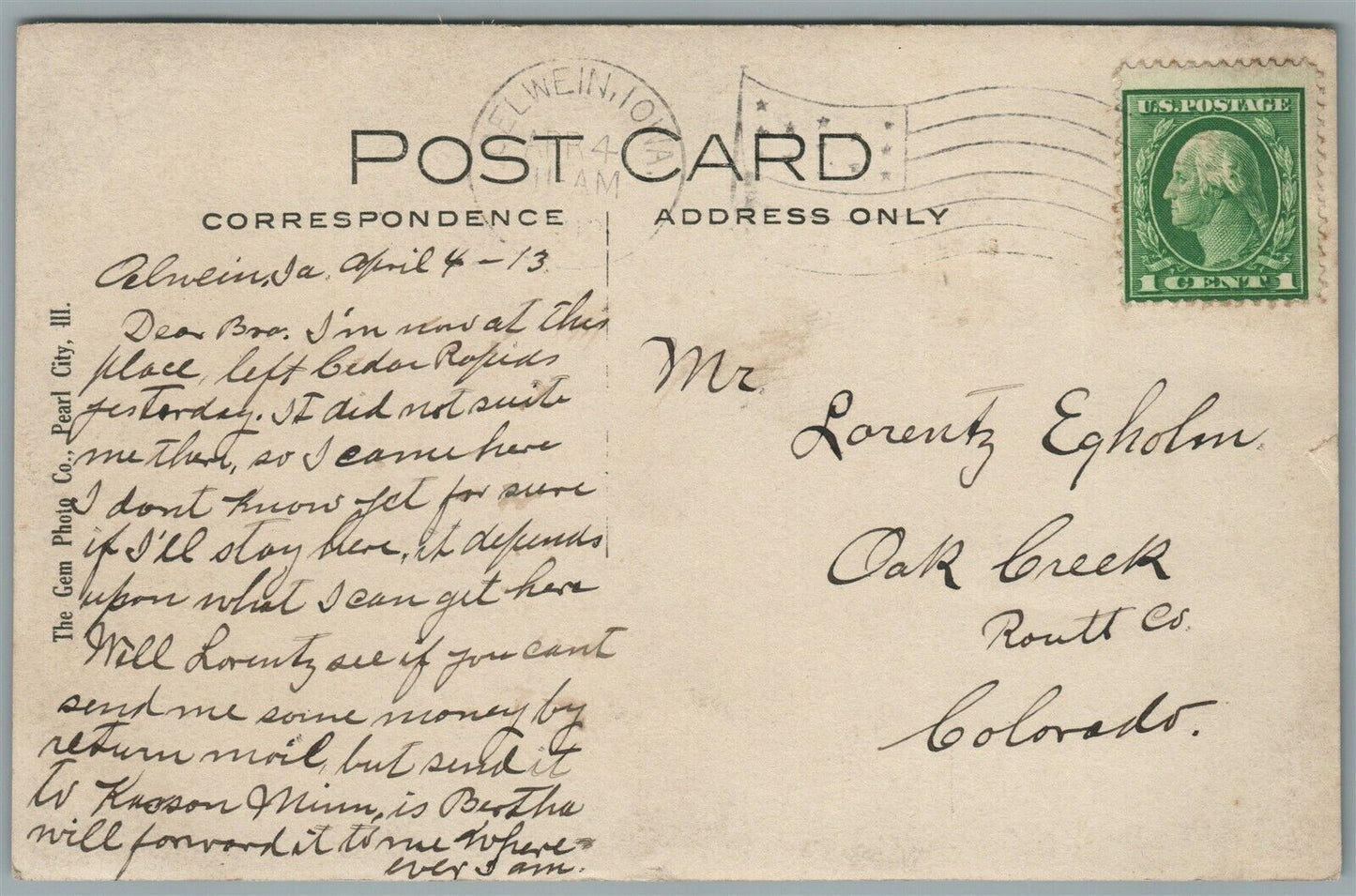 OELWEIN IA EAST CHARLES STREET ANTIQUE REAL PHOTO POSTCARD RPPC