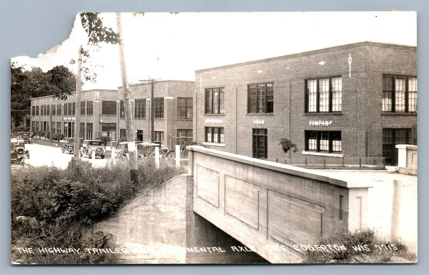 EDGERTON WI CONTINENTAL AXLE COMPANY ANTIQUE REAL PHOTO POSTCARD RPPC