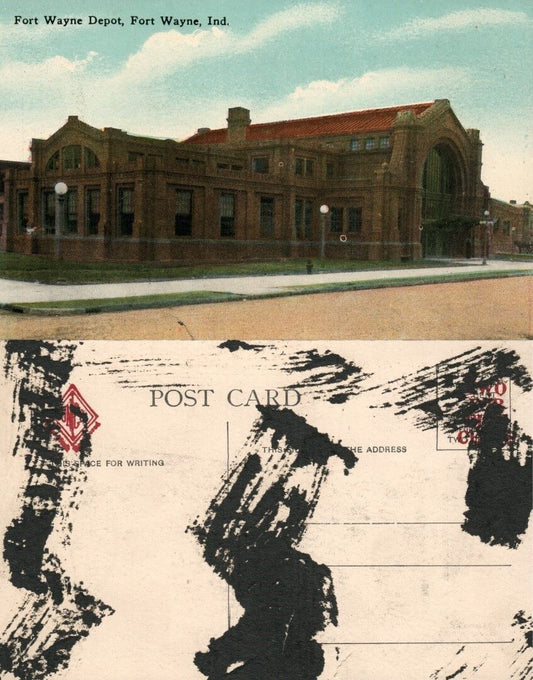 FORT WAYNE INDIANA RAILROAD DEPOT ANTIQUE POSTCARD railway station