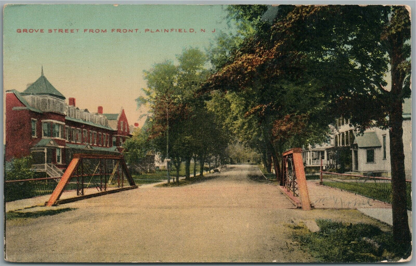 PLAINFIELD NJ GROVE STREET ANTIQUE POSTCARD