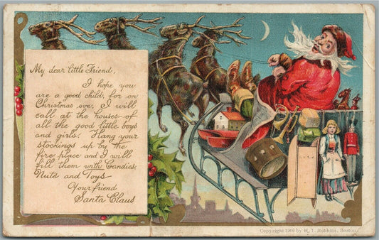 SANTA CLAUS LETTER CHRISTMAS ANTIQUE POSTCARD