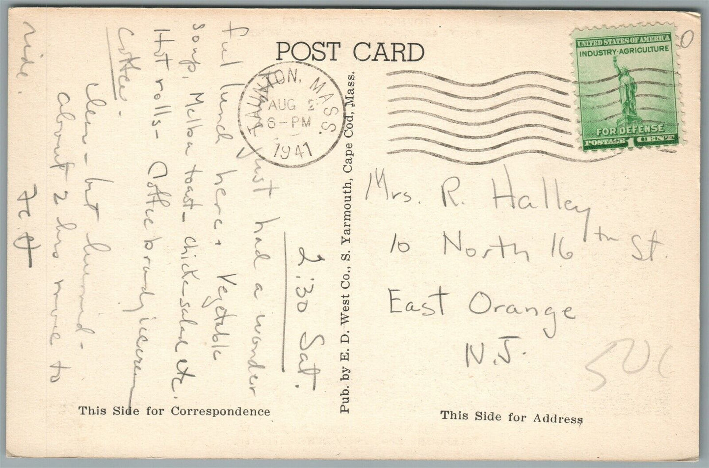 EAST PROVIDENCE RI TOPHILL TAUNTON PIKE ANTIQUE POSTCARD