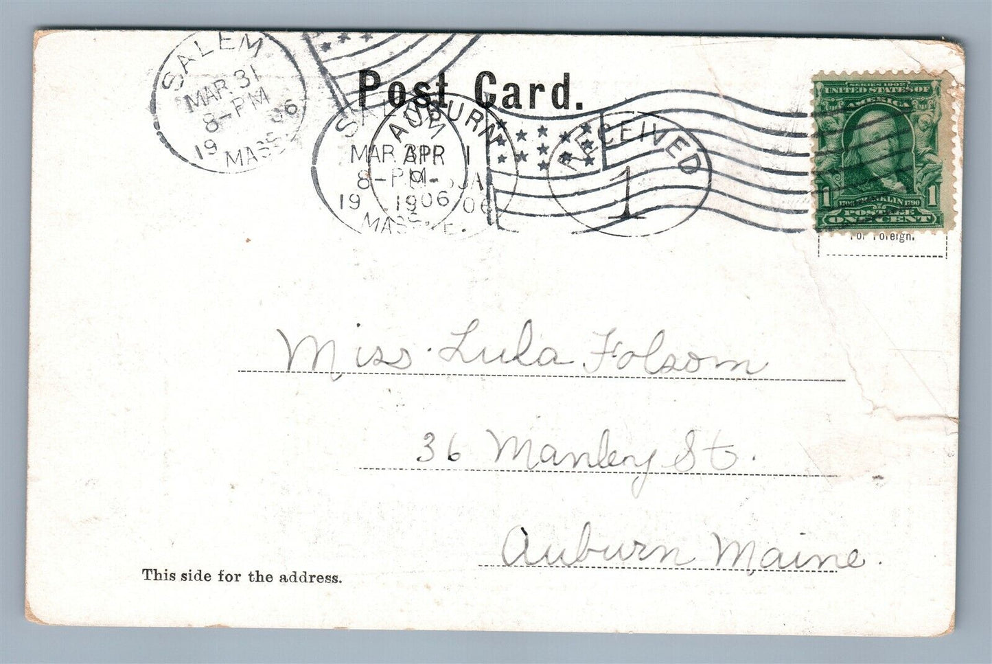 SALEM MA YOUNG MEN'S ASSOCIATION BUILDING ANTIQUE POSTCARD