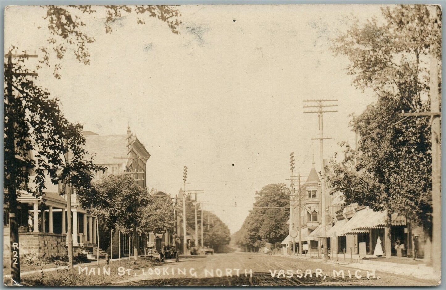 VASSAR MI MAIN STREET ANTIQUE REAL PHOTO POSTCARD RPPC