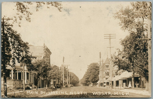 VASSAR MI MAIN STREET ANTIQUE REAL PHOTO POSTCARD RPPC