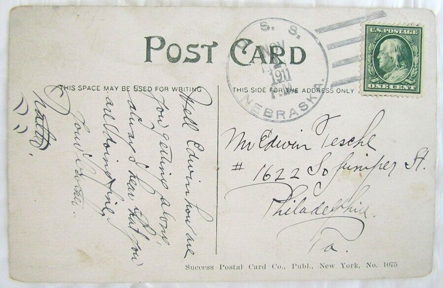 HIGH PRESSURE IN ACTION 1911 ANTIQUE POSTCARD FIRE FIGHTERS