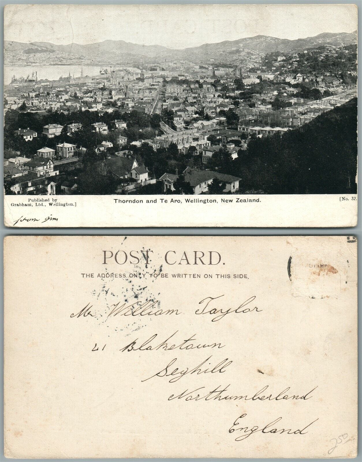 WELLINGTON NEW ZEALAND THORNDON & TE ARO ANTIQUE POSTCARD