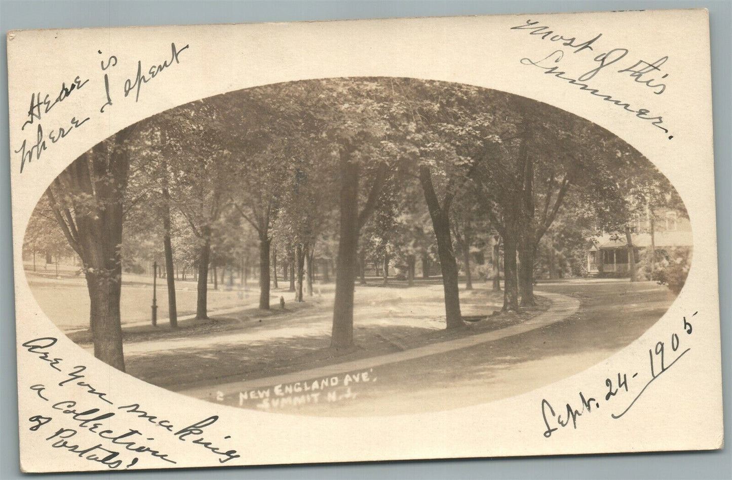 SUMMIT NJ NEW ENGLAND AVE. ANTIQUE REAL PHOTO POSTCARD RPPC