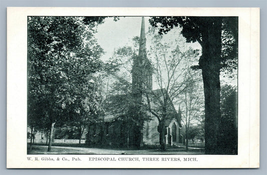 THREE RIVERS MI EPISCOPAL CHURCH ANTIQUE POSTCARD