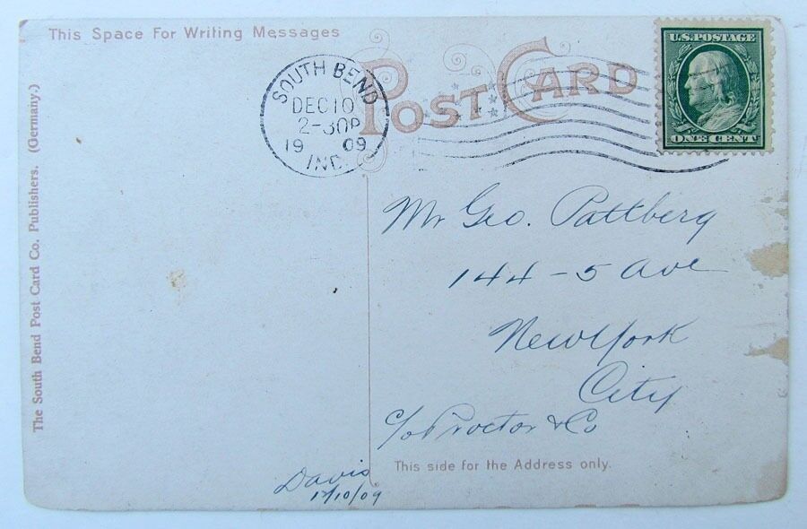 VINTAGE 1909 POSTCARD NORTH SHORE DRIVE NAVARRE PLACE SOUTH BEND INDIANA