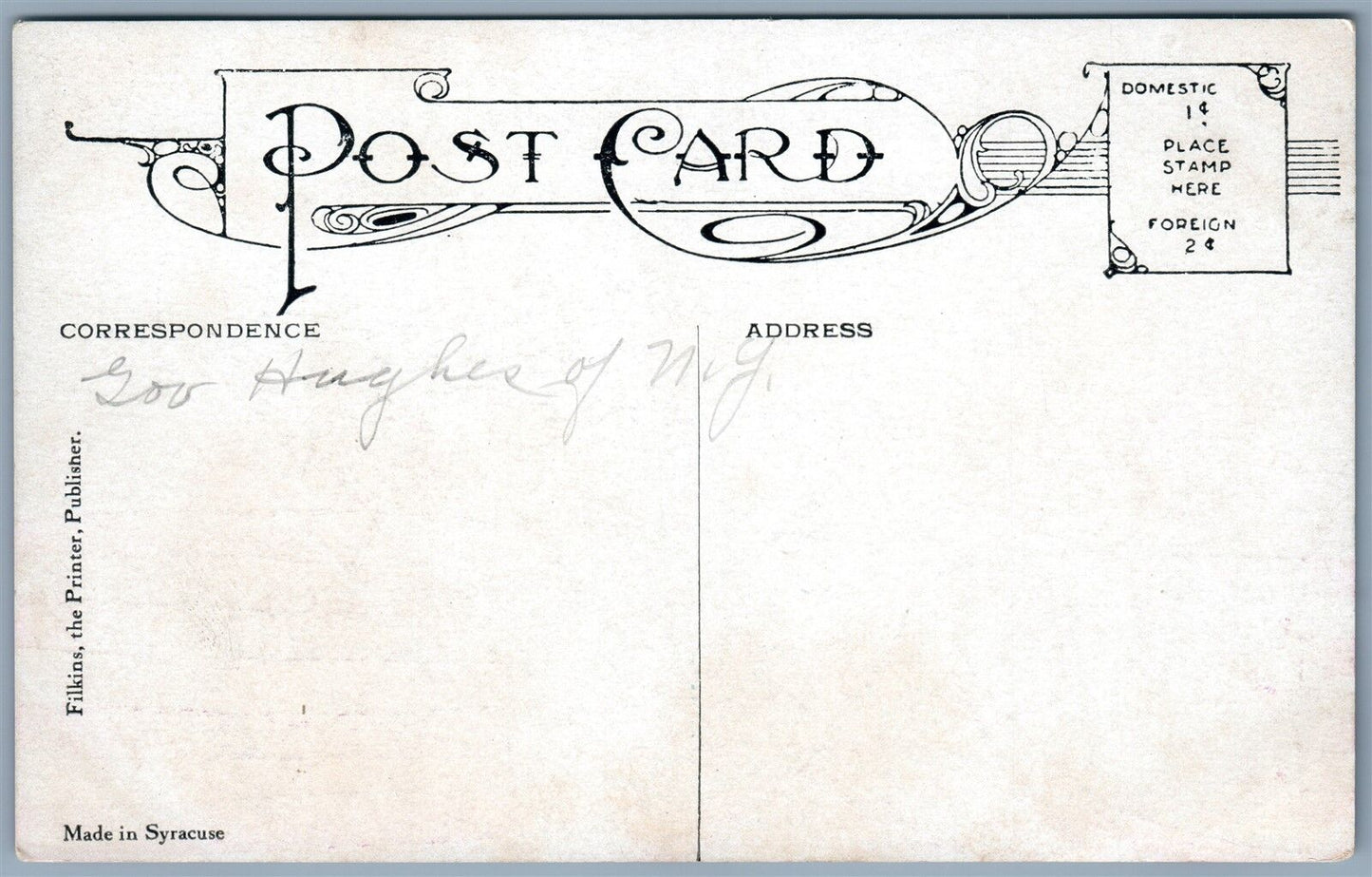 NEW YORK GOVERNOR CHARLES EVAN HUGHES STATE FAIR ANTIQUE POSTCARD