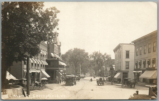 SPRINGFIELD VT MAIN STREET ANTIQUE REAL PHOTO POSTCARD RPPC
