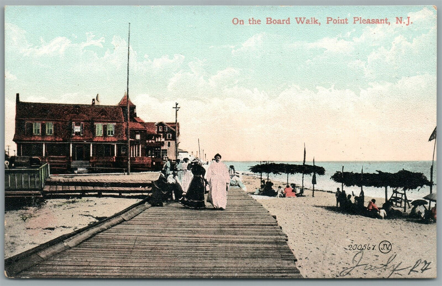 POINT PLEASANT NJ ON THE BOARDWALK ANTIQUE POSTCARD