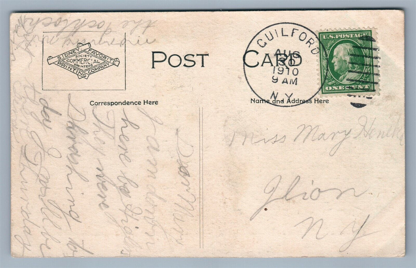 GUILFORD NY MERCHANT STREET ANTIQUE POSTCARD
