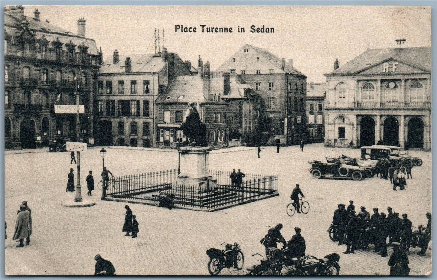 GERMAN WWI MILITARY FELDPOST 1915 ANTIQUE POSTCARD PLACE TURENNE SEDAN FRANCE