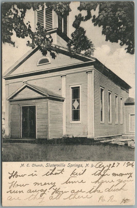 SLATERVILLE NY SPRINGS M.E. CHURCH ANTIQUE POSTCARD