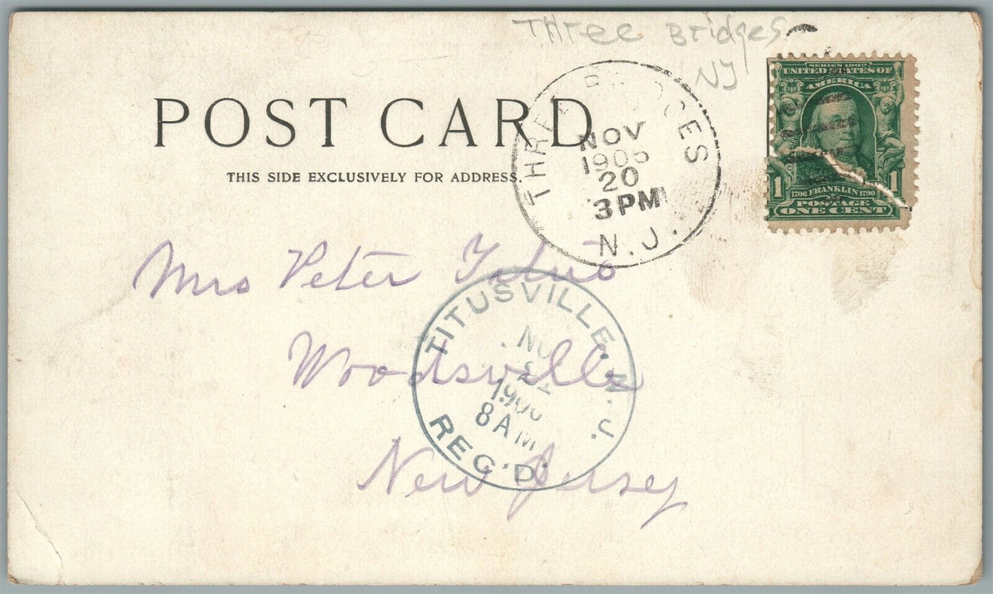 THREE BRIDGES NJ PORTER FARM ANTIQUE POSTCARD