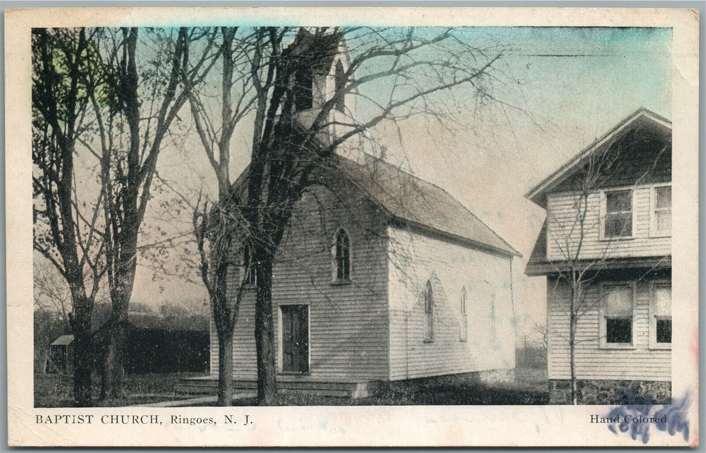 RINGOES NJ BAPTIST CHURCH ANTIQUE POSTCARD