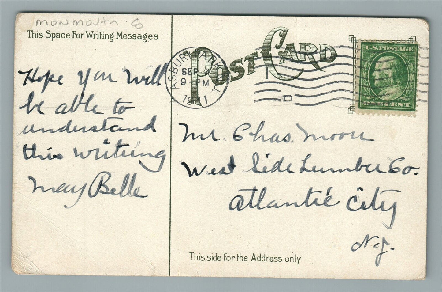 BRADLEY BEACH NJ HOTEL LA REINE ANTIQUE POSTCARD