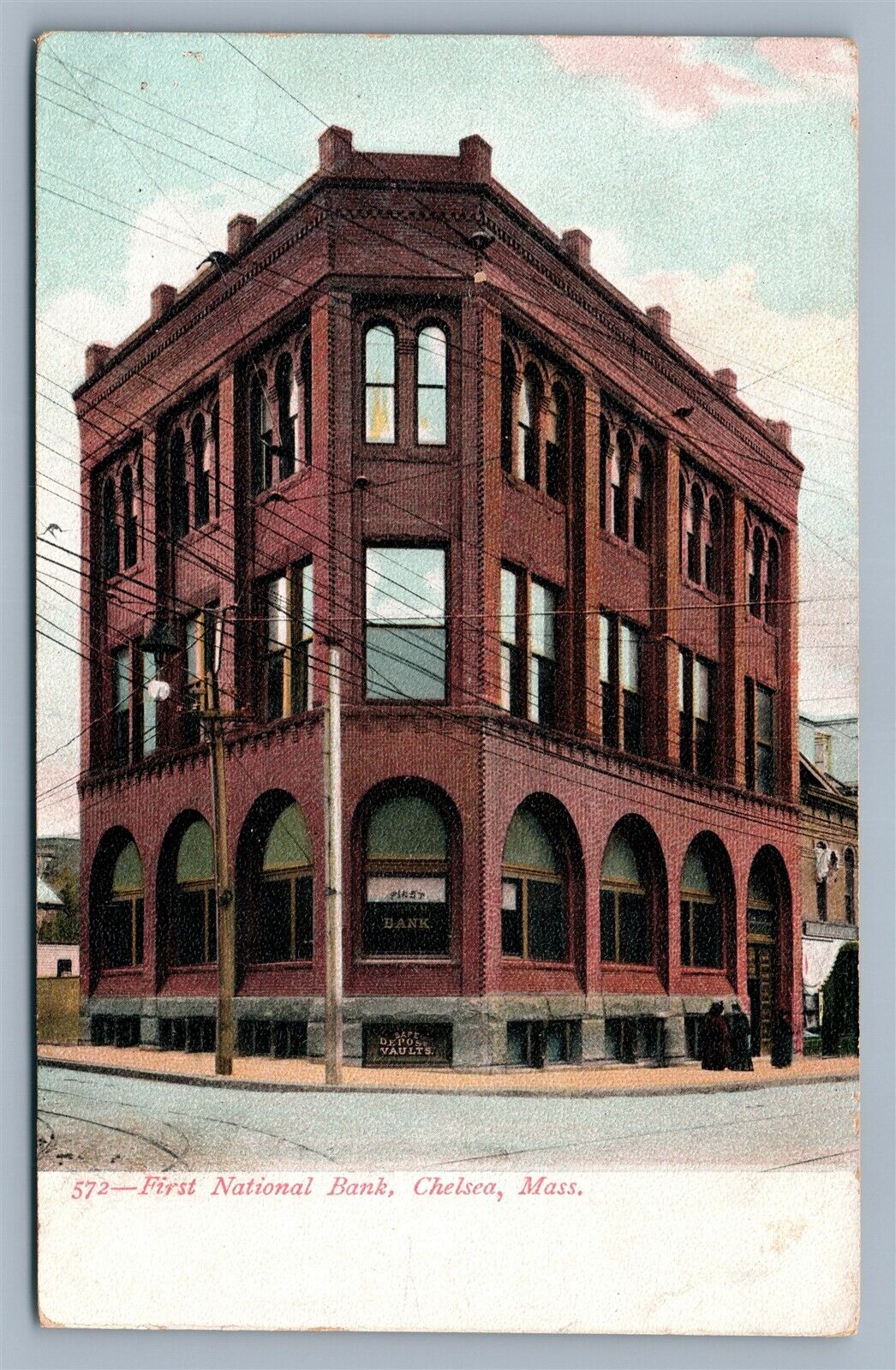 CHELSEA MA FIRST NATIONAL BANK ANTIQUE UNDIVIDED POSTCARD