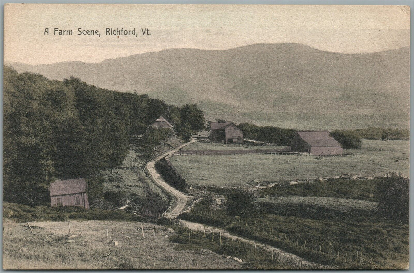 RICHFORD VT FARM SCENE ANTIQUE POSTCARD