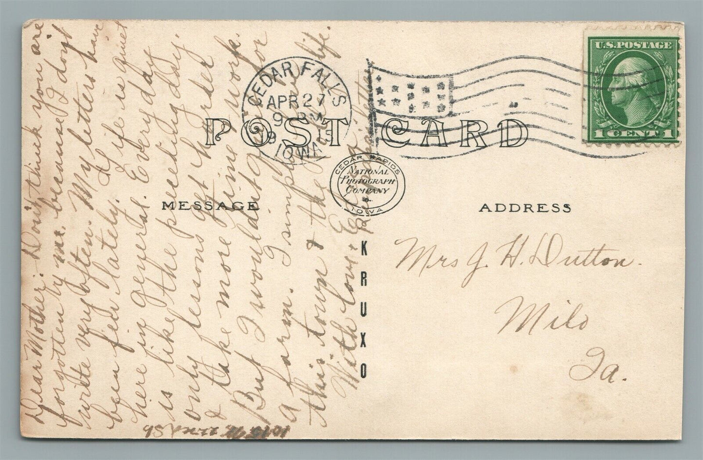 CEDAR FALLS IA MAIN STREET BRIDGE ANTIQUE REAL PHOTO POSTCARD RPPC