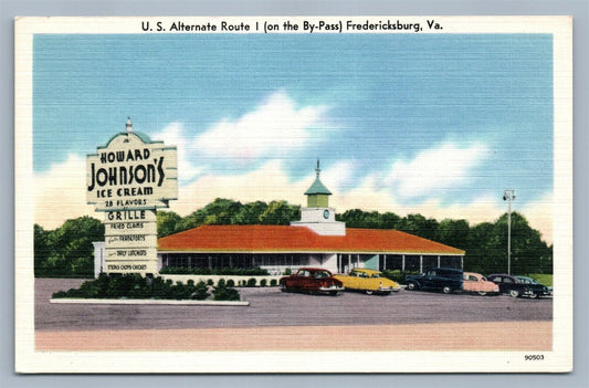 FREDERICKSBURG VA HOWARD JOHNSON'S ICE CREAM RESTAURANT VINTAGE POSTCARD